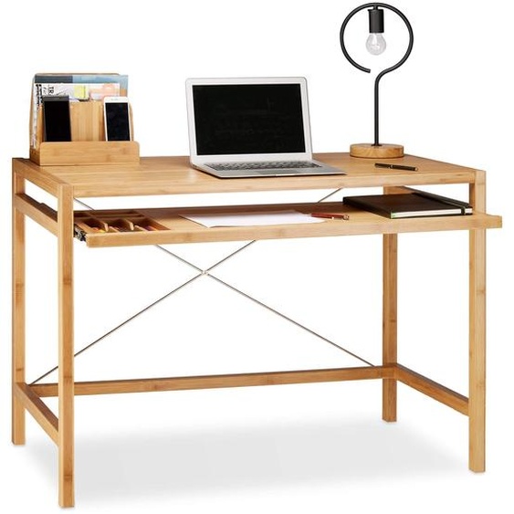 Table dordinateur en bambou, dimensions 76,5 x 106,5 x 55,5 cm, avec support pour clavier