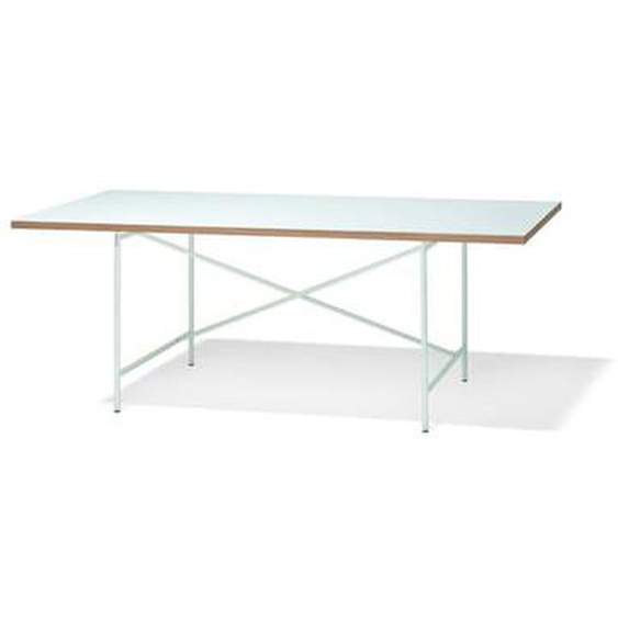 Table Eiermann 1 - mélaminé blanc/chant en chêne - 110 x 78 cm - blanc - Entretoise excentrée - 160 x 90 cm