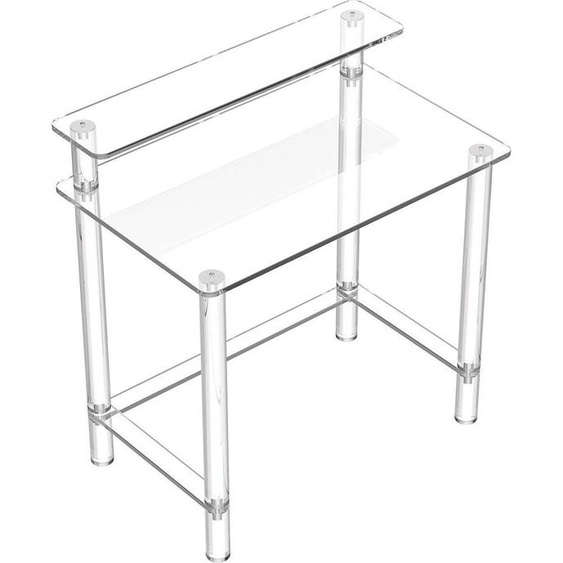 Table en acrylique, bureau transparent à 2 niveaux avec support pour écran, bureau détude en acrylique, table dappoint moderne pour chambre à coucher, bureau, bureau détude, vestiaire, 50 x 80 x 88 cm (transparent)