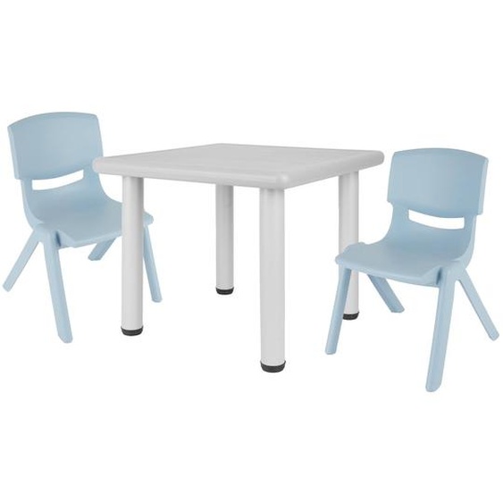 Table Enfant Avec 2 Chaises Bleu Clair Et Gris