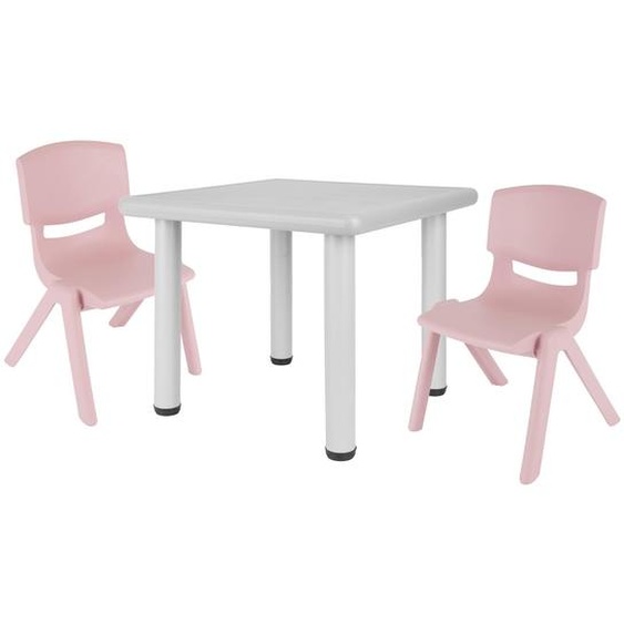Table Enfant Avec 2 Chaises Rose Et Gris