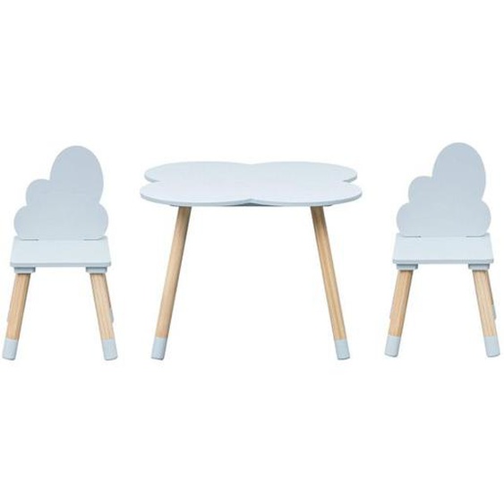 Table et 2 chaises pour enfants Rebecca Mobili Sitka 44x60x60 MDF Bois Bleu ciel Marron Scandinave