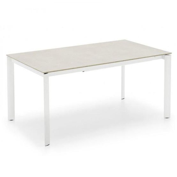 Table extensible 6 couverts EMINENCE EVO 155 cm structure métal plateau mélaminé beige