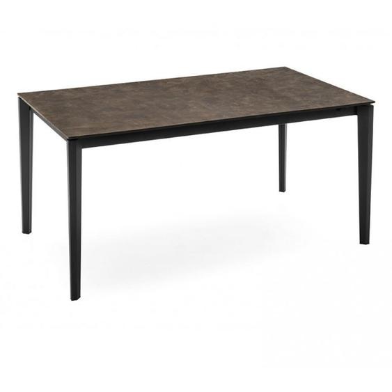 Table extensible 8 couverts PENTAGON 180cm pieds métal plateau mélaminé bronze