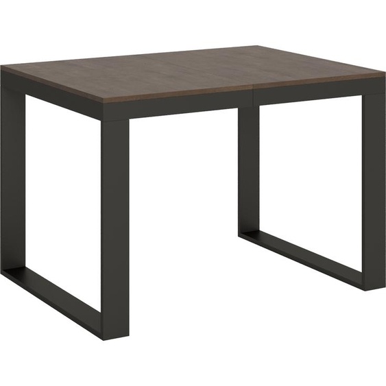 ITAMOBY - Table extensible 120/224x90 cm Tecno Evolution noyer cadre et pieds anthracite