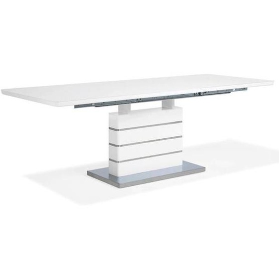 Table extensible - BELIANI - HAMLER - Métal - Blanc - Rectangulaire