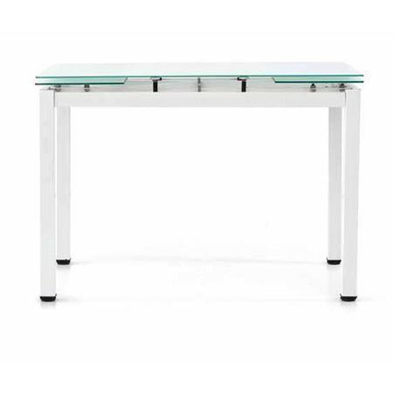 Table extensible - DMORA - structure en métal blanc et étagère en verre - contemporain - design - 110x70x76