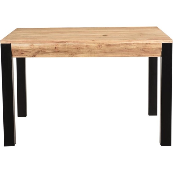 Table extensible rallonges intégrées rectangulaire en bois massif et métal noir L120-210 cm TRAP