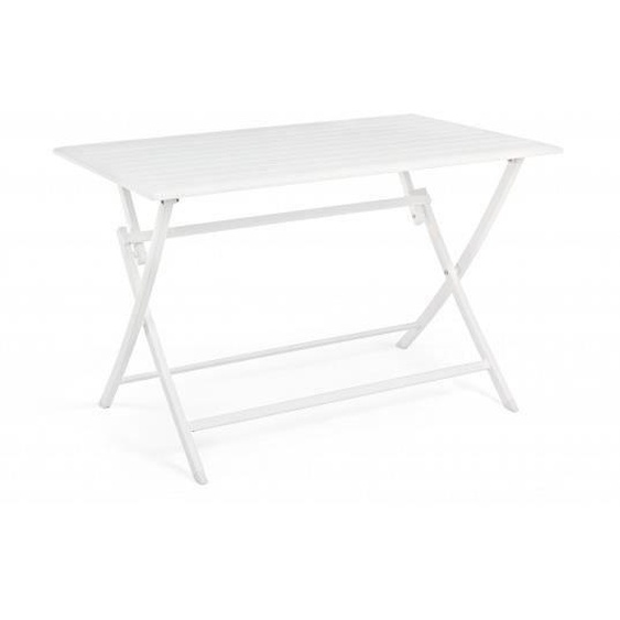 Table extérieure - Elin - Rectangle - Pliante - Blanc - Métal - Jardin