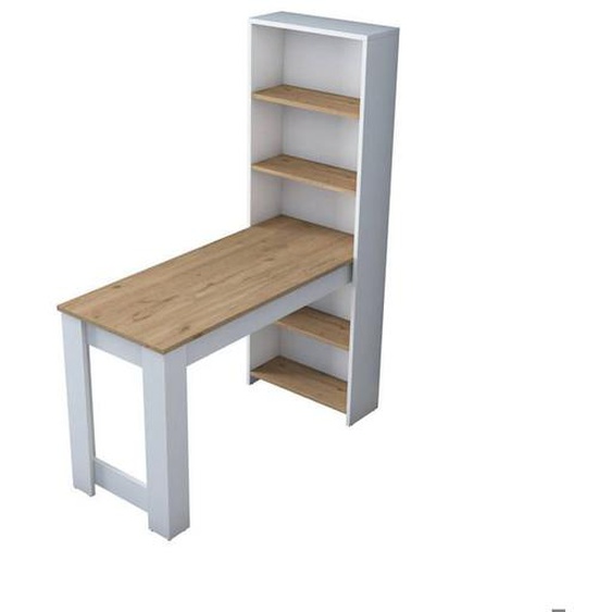 Table fixe Dpintaur - Dmora - Melaminè - Noyer, Blanc 120x53.8h153.6 cm