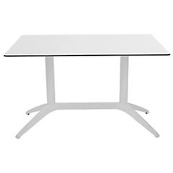 Table fixe Quatro Duo 120 x 80 cm Polypropylène usage extérieur - Plateau Blanc/piètement Blanc