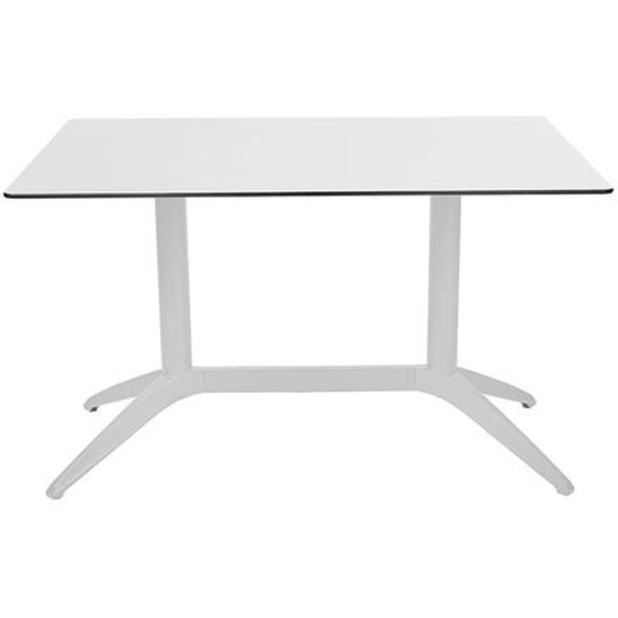 Table fixe Quatro Duo 120 x 80 cm Polypropylène usage extérieur - Plateau Blanc/piètement Blanc