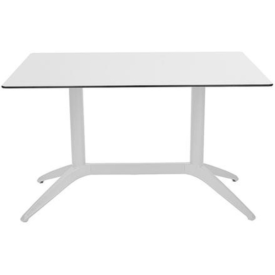 Table fixe Quatro Duo 120 x 80 cm Polypropylène usage extérieur - Plateau Blanc/piètement Blanc