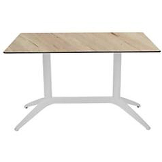 Table fixe Quatro Duo 120 x 80 cm Polypropylène usage extérieur - Plateau Chêne/piètement Blanc