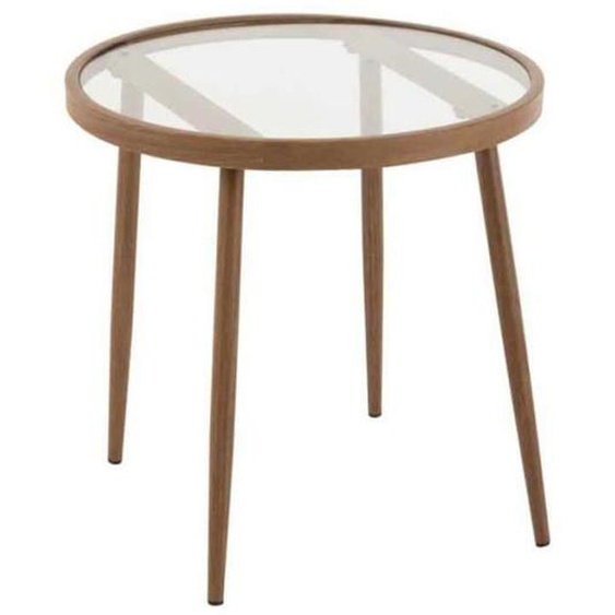 Table Gigogne - J-LINE - Modèle Fuolas - Rond - 50cm - Marron - Design Contemporain
