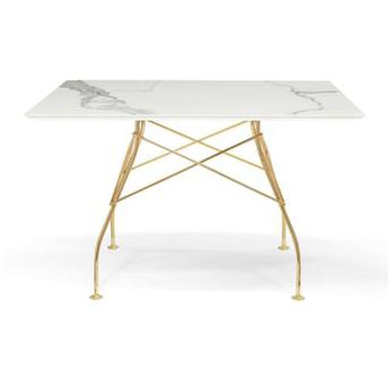 Table Glossy rectangulaire - marbre blanc - doré