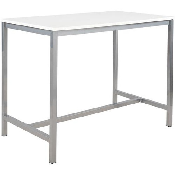 Table haute 110 cm polyvalente Budget 140 x 80 cm - Blanc pieds métal Aluminium