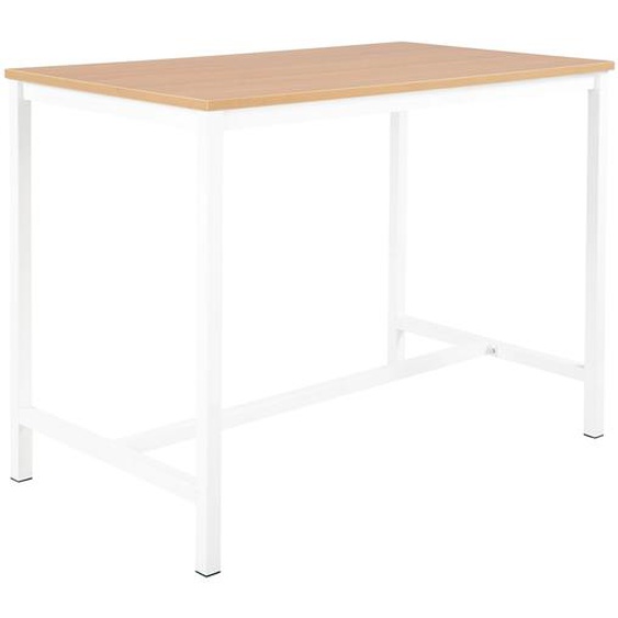 Table haute 110 cm polyvalente Budget 140 x 80 cm - Chêne pieds métal Blanc