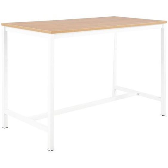 Table haute 110 cm polyvalente Budget 160 x 80 cm - Chêne pieds métal Blanc