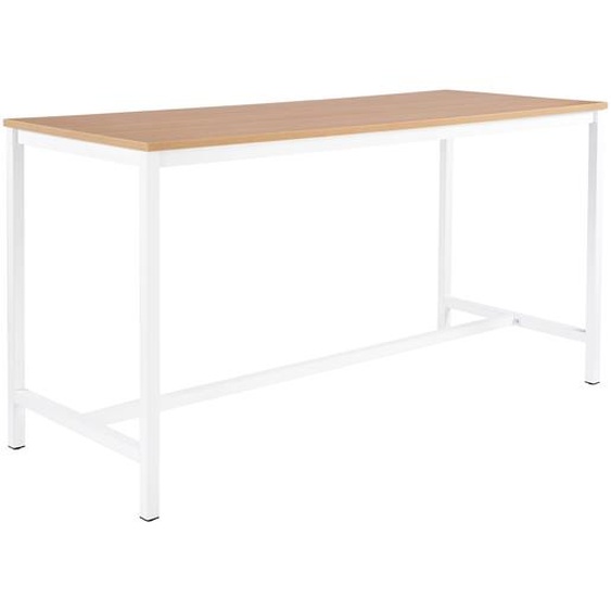 Table haute 110 cm polyvalente Budget 200 x 80 cm - Chêne pieds métal Blanc