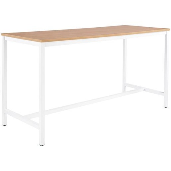 Table haute 110 cm polyvalente Budget 200 x 80 cm - Chêne pieds métal Blanc