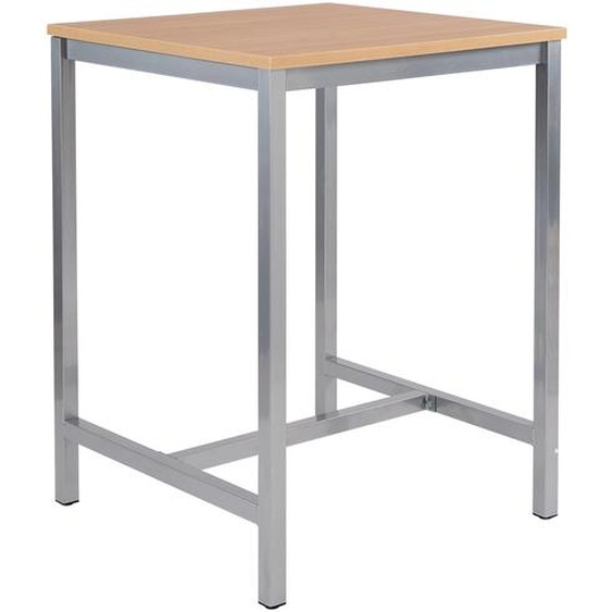 Table haute 110 cm polyvalente Budget 80 x 80 cm - Chêne pieds métal Aluminium