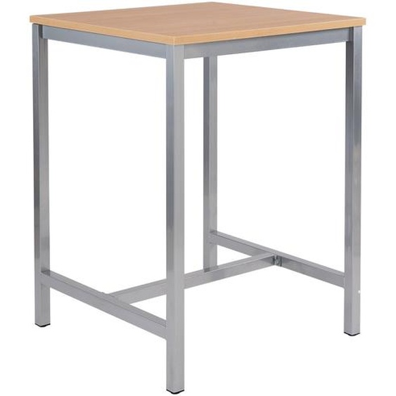Table haute 110 cm polyvalente Budget 80 x 80 cm - Chêne pieds métal Aluminium