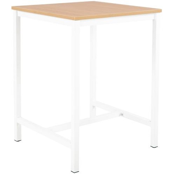 Table haute 110 cm polyvalente Budget 80 x 80 cm - Chêne pieds métal Blanc