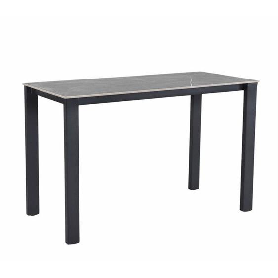 Table haute 140 cm rectangulaire céramique gris marbré - HARPER Meubletmoi