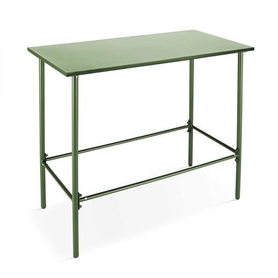 Table haute - OVIALA - Palavas - Métal vert cactus - 120 cm - 6 places - Rectangulaire