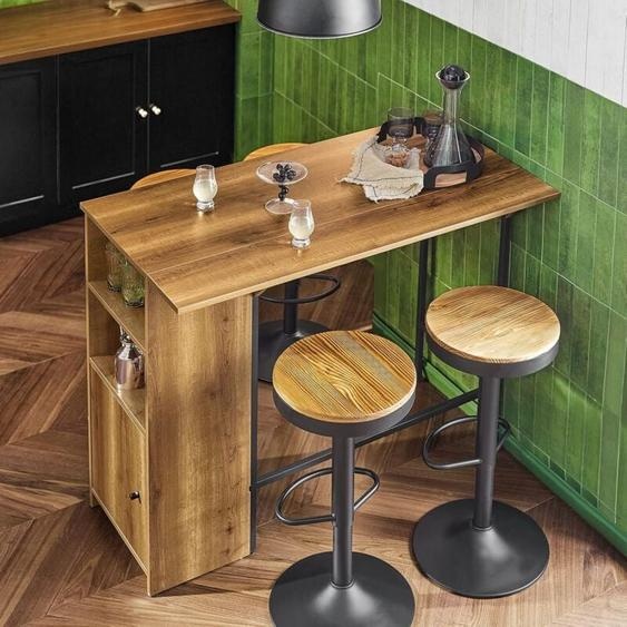 Table Haute de Cuisine Extensible – Mange Debout Moderne pour Petits Espaces, Table Bar Cuisine et Salon avec Rangement, Plateau Ajustable 120 ×