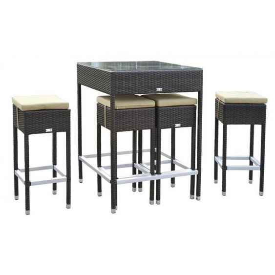Table haute de jardin + 4 tabourets de bar - Mesa