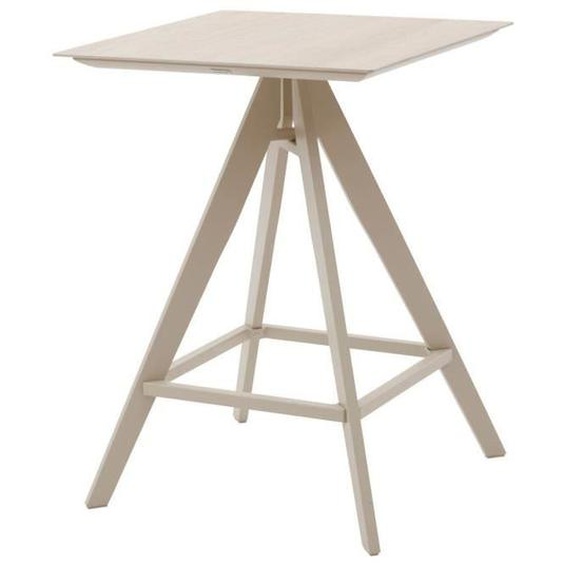 Table haute de jardin carrée Terzano vanille & argile 2 places en aluminium  - Hespéride - Unique