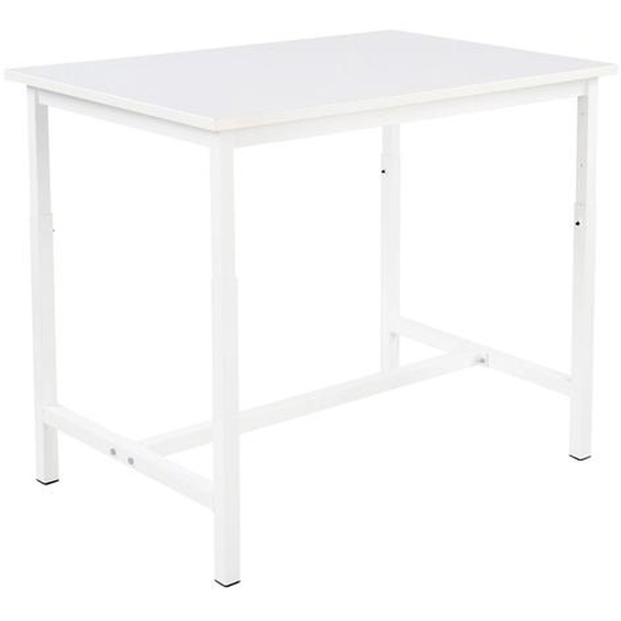 Table haute de travail Budget L.120 x P.80 cm - Hauteur réglable de 75 à 100 cm - Plateau Blanc - Pieds Blanc
