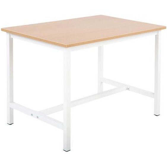 Table haute de travail Budget L.120 x P.80 cm - Hauteur réglable de 75 à 100 cm - Plateau Chêne - Pieds Blanc