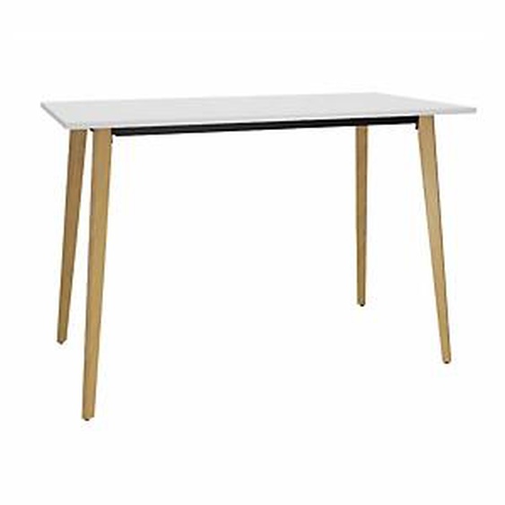 Table haute Halden - L.140 x H.110 x P.80 cm - Plateau Blanc - Pieds bois Chêne