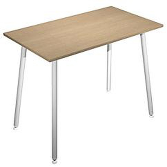 Table haute Halden - L.140 x H.110 x P.80 cm - Plateau Chêne - Pieds métal Blanc