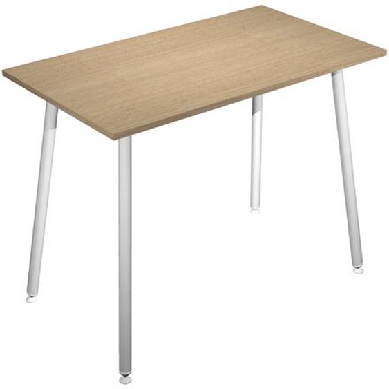 Table haute Halden - L.140 x H.110 x P.80 cm - Plateau Chêne - Pieds métal Blanc