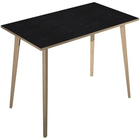 Table haute Halden - L.140 x H.110 x P.80 cm - Plateau Noir - Pieds bois Chêne