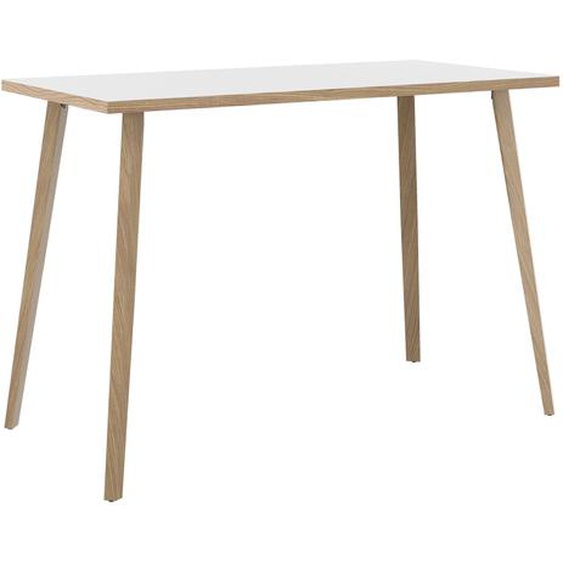 Table haute Halden - L.160 x H.110 x P.80 cm - Plateau Blanc - Pieds bois Chêne