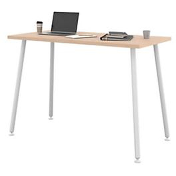 Table haute Halden - L.160 x H.110 x P.80 cm - Plateau Chêne - Pieds métal Blanc