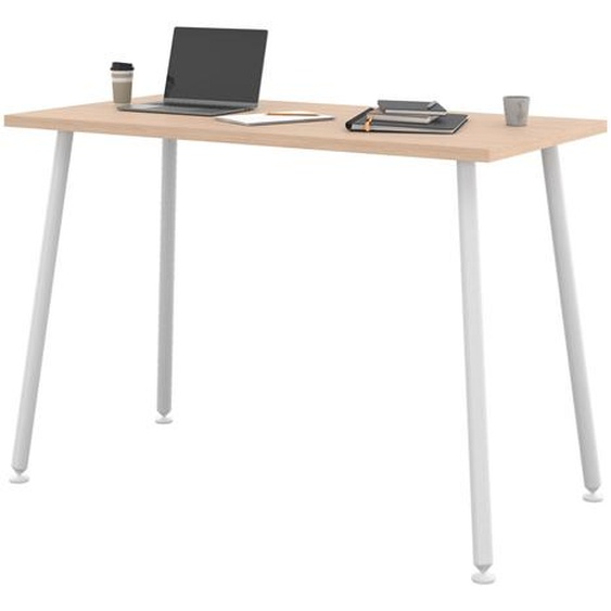 Table haute Halden - L.160 x H.110 x P.80 cm - Plateau Chêne - Pieds métal Blanc