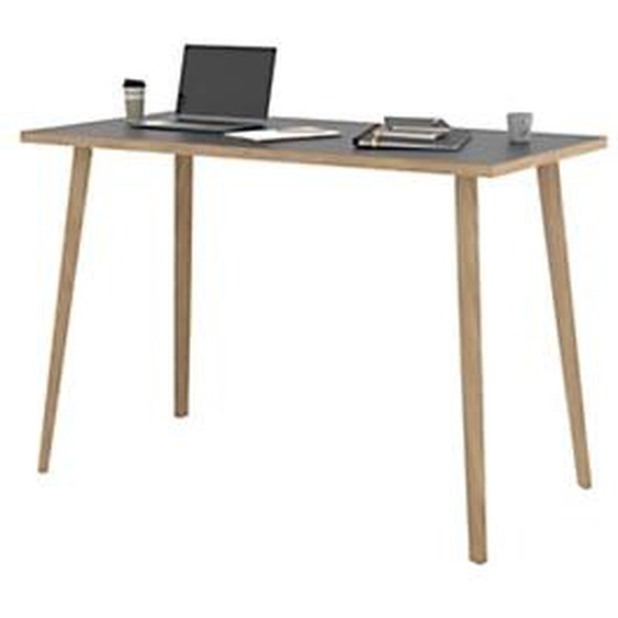 Table haute Halden - L.160 x H.110 x P.80 cm - Plateau Noir - Pieds bois Chêne