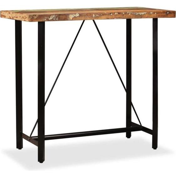 Table haute mange debout bar bistrot bois massif de recuperation 120 cm
