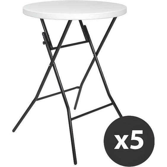 Table haute mange debout pliant - MOB EVENT PRO - Lot de 5 - Diam.80 x H.110 cm - Blanc - Acier