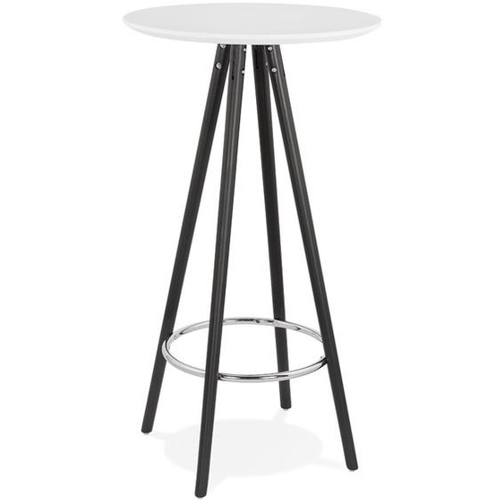 Table haute / Mange-debout rond GALA en bois blanc et pieds noirs