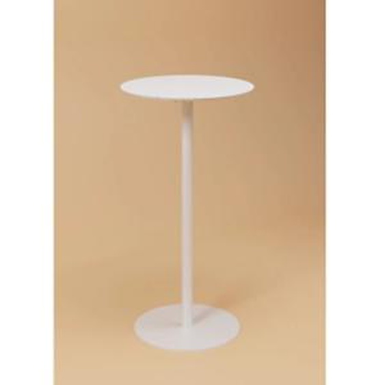 Table haute Mange debout ronde Trinquet diamètre 60 - Intérieur -Extérieur  - Plateau blanc - Pied blanc