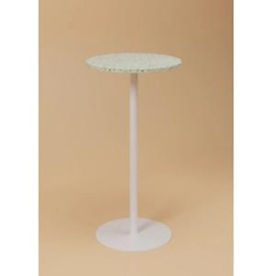 Table haute Mange debout ronde Trinquet diamètre 60 - Intérieur -Extérieur  - Plateau Huître vert - Pied blanc