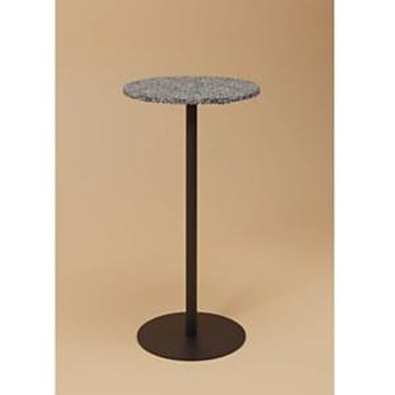 Table haute Mange debout ronde Trinquet diamètre 60 - Intérieur -Extérieur  - Plateau St-Jacques noir - Pied noir