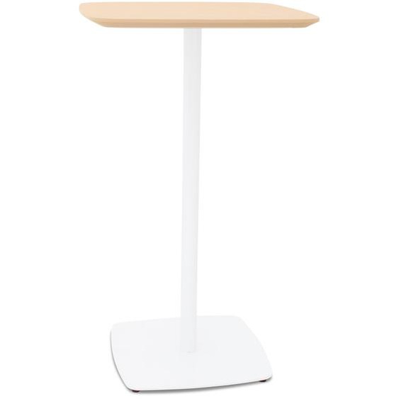 Table haute PATATI en bois finition naturelle et métal blanc - 60X60 CM